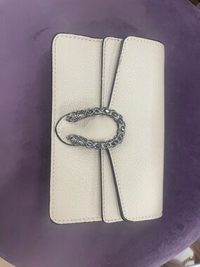 Ivory Textured Wallet with Ornate Silver-tone Buckle